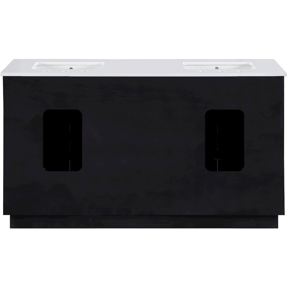 Willard 60" Black Engineered Stone And Solid Wood Bathroom Vanity