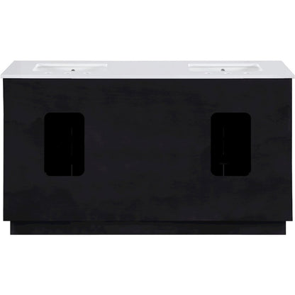 Willard 60" Black Engineered Stone And Solid Wood Bathroom Vanity
