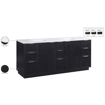Willard 72" Black Engineered Stone And Solid Wood Bathroom Vanity