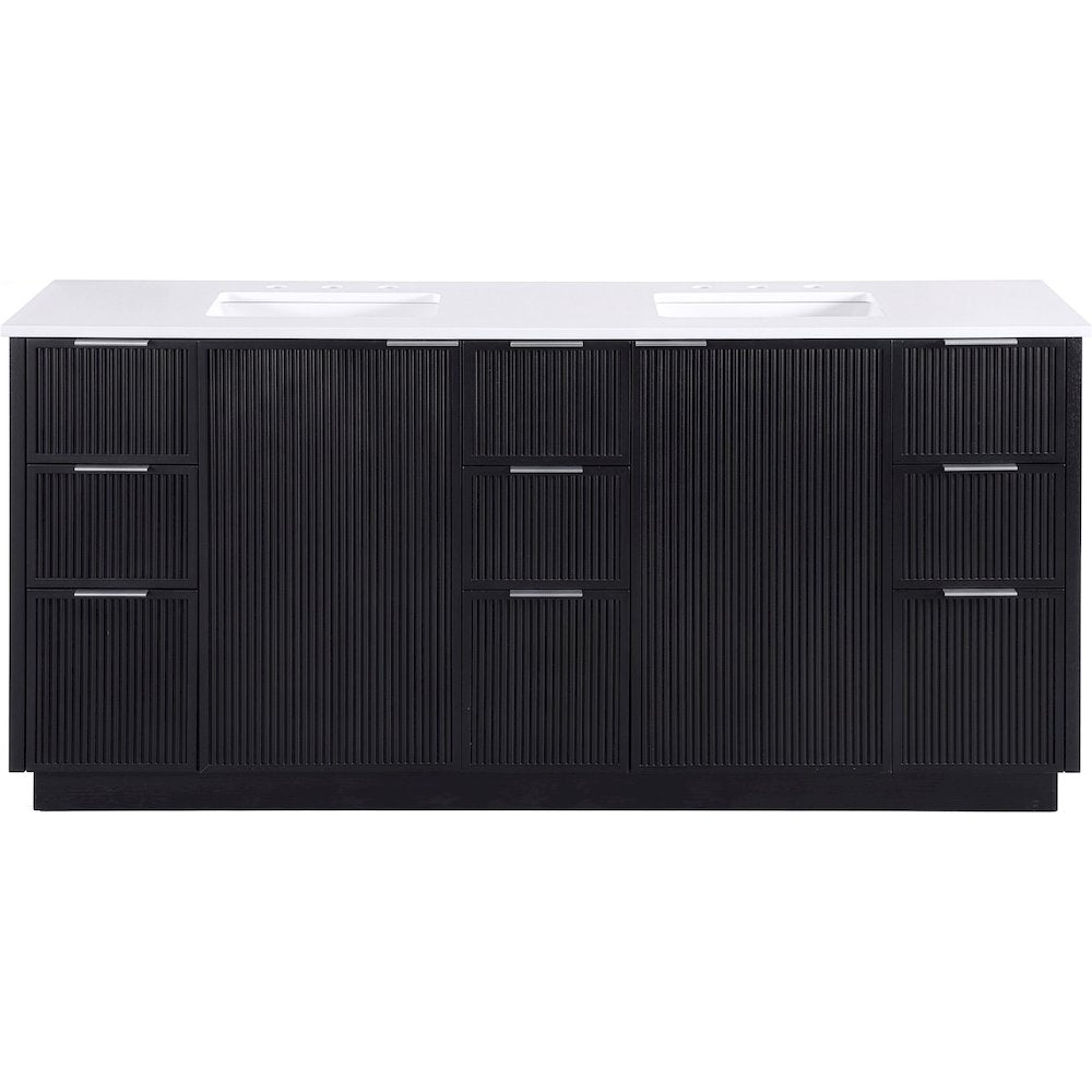 Willard 72" Black Engineered Stone And Solid Wood Bathroom Vanity