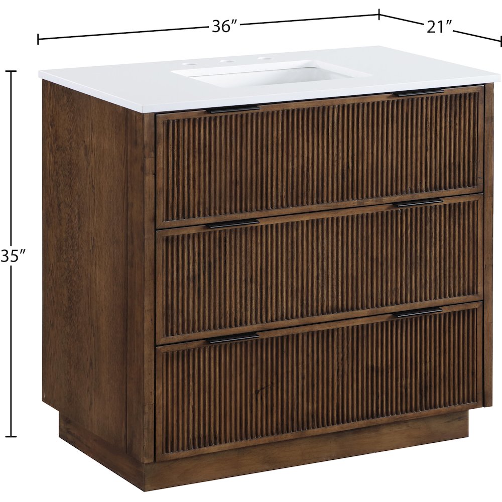 Willard 36" Brown Engineered Stone And Solid Wood Bathroom Vanity