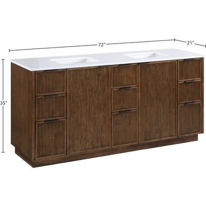 Willard 72" Brown Engineered Stone And Solid Wood Bathroom Vanity