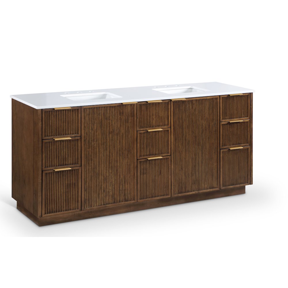 Willard 72" Brown Engineered Stone And Solid Wood Bathroom Vanity