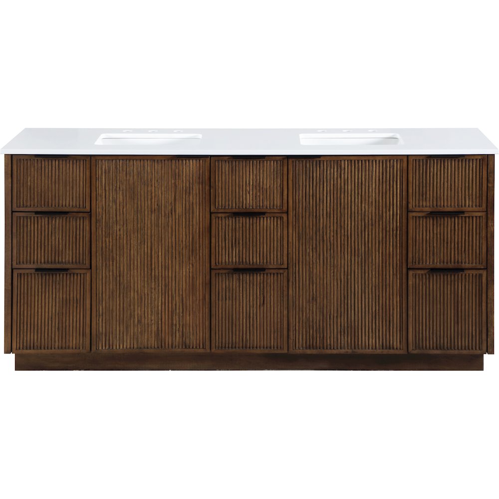 Willard 72" Brown Engineered Stone And Solid Wood Bathroom Vanity