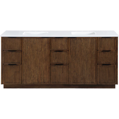 Willard 72" Brown Engineered Stone And Solid Wood Bathroom Vanity
