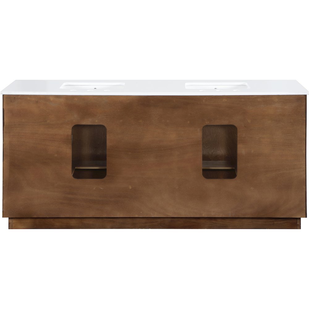 Willard 72" Brown Engineered Stone And Solid Wood Bathroom Vanity