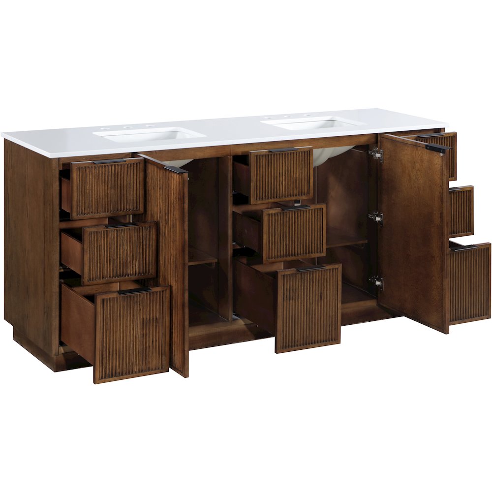 Willard 72" Brown Engineered Stone And Solid Wood Bathroom Vanity