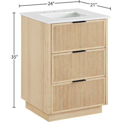 Willard 24" Natural Engineered Stone And Solid Wood Bathroom Vanity