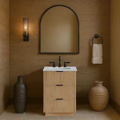 Willard 24" Natural Engineered Stone And Solid Wood Bathroom Vanity