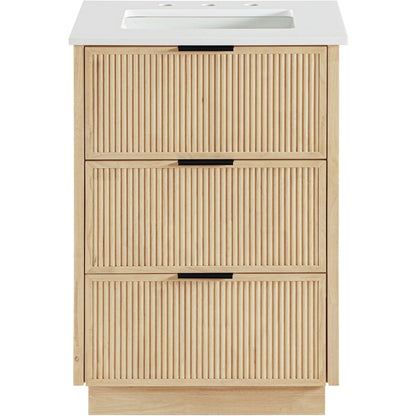 Willard 24" Natural Engineered Stone And Solid Wood Bathroom Vanity