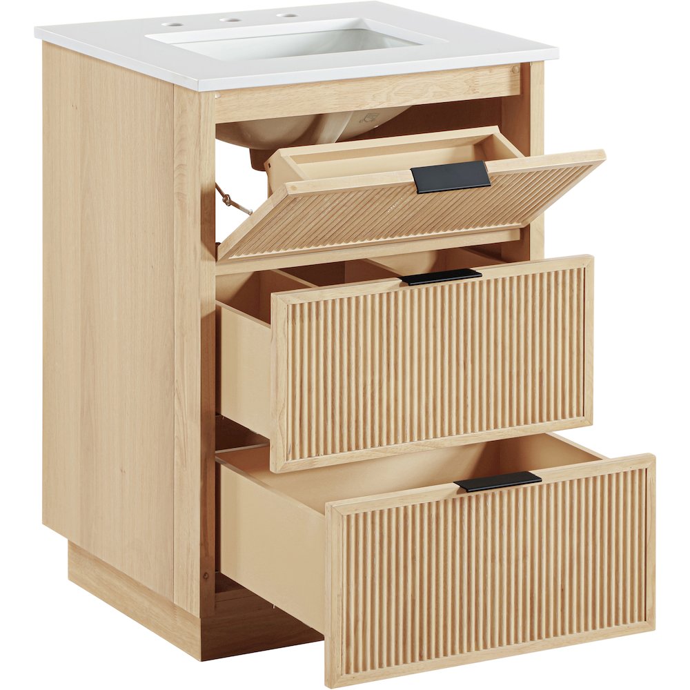 Willard 24" Natural Engineered Stone And Solid Wood Bathroom Vanity