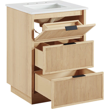 Willard 24" Natural Engineered Stone And Solid Wood Bathroom Vanity