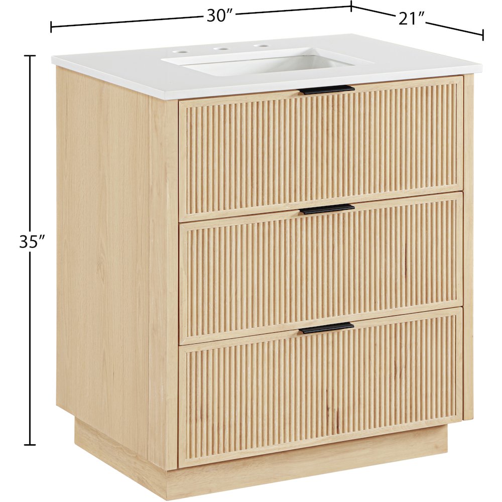 Willard 30" Natural Engineered Stone And Solid Wood Bathroom Vanity