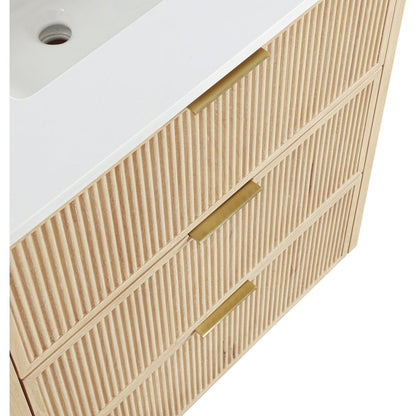 Willard 30" Natural Engineered Stone And Solid Wood Bathroom Vanity