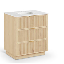 Willard 30" Natural Engineered Stone And Solid Wood Bathroom Vanity