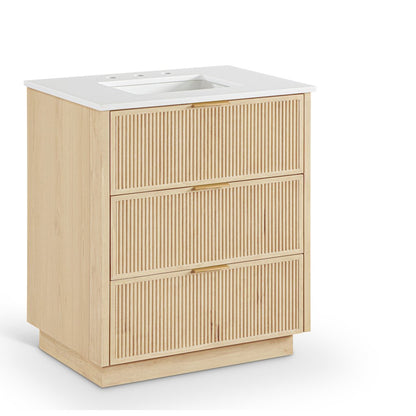 Willard 30" Natural Engineered Stone And Solid Wood Bathroom Vanity