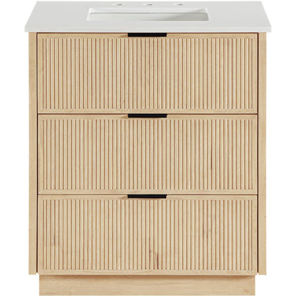 Willard 30" Natural Engineered Stone And Solid Wood Bathroom Vanity