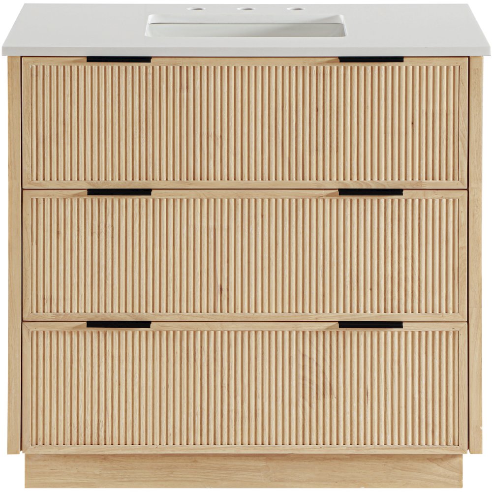 Willard 36" Natural Engineered Stone And Solid Wood Bathroom Vanity