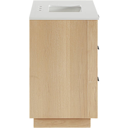 Willard 36" Natural Engineered Stone And Solid Wood Bathroom Vanity