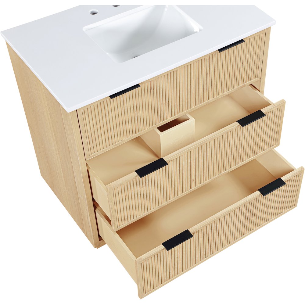 Willard 36" Natural Engineered Stone And Solid Wood Bathroom Vanity
