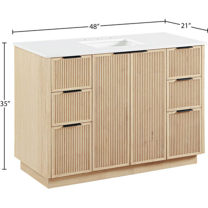 Willard 48" Natural Engineered Stone And Solid Wood Bathroom Vanity