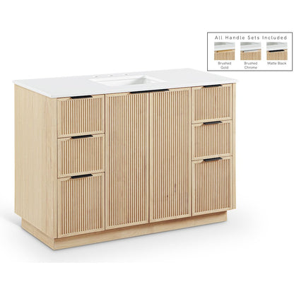 Willard 48" Natural Engineered Stone And Solid Wood Bathroom Vanity