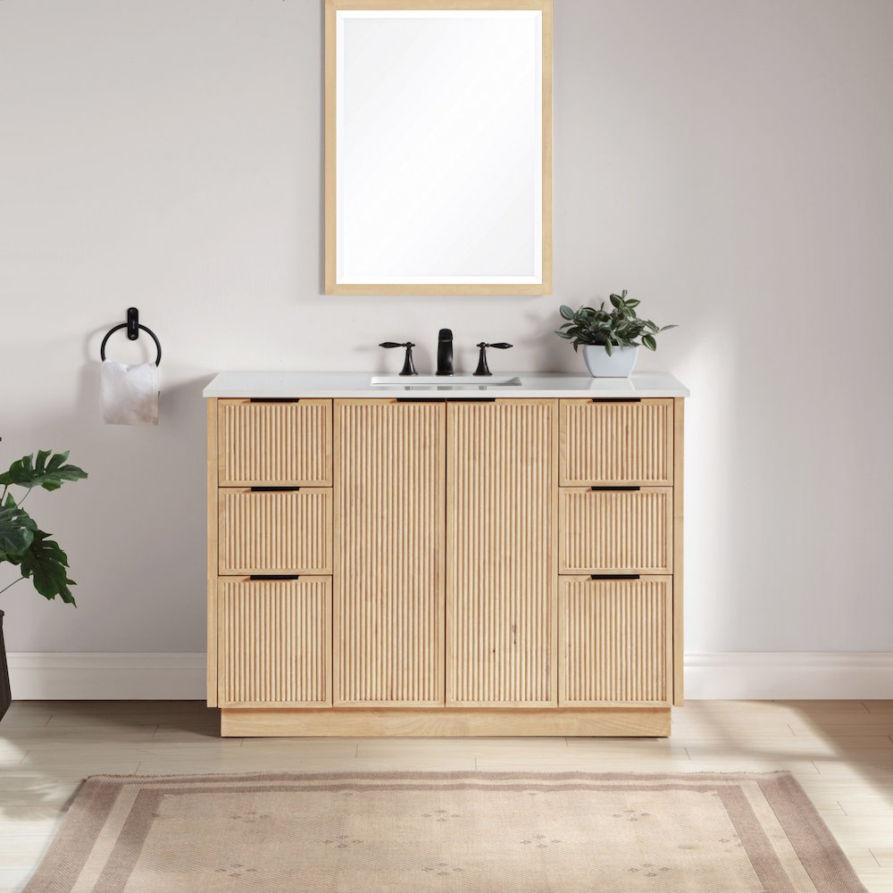 Willard 48" Natural Engineered Stone And Solid Wood Bathroom Vanity