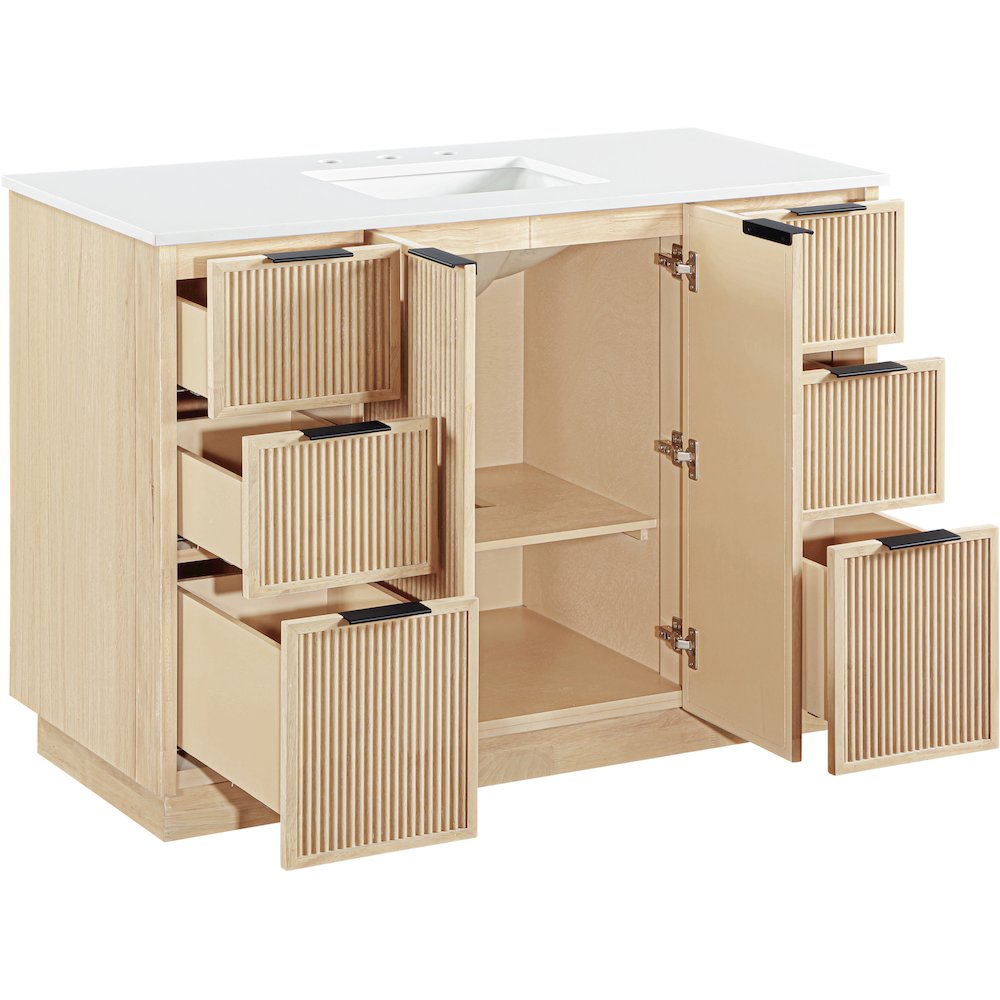 Willard 48" Natural Engineered Stone And Solid Wood Bathroom Vanity