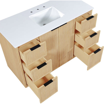 Willard 48" Natural Engineered Stone And Solid Wood Bathroom Vanity