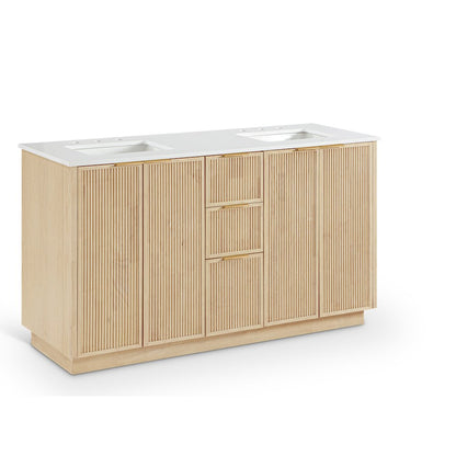 Willard 60" Natural Engineered Stone And Solid Wood Bathroom Vanity