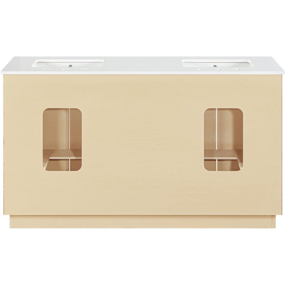 Willard 60" Natural Engineered Stone And Solid Wood Bathroom Vanity