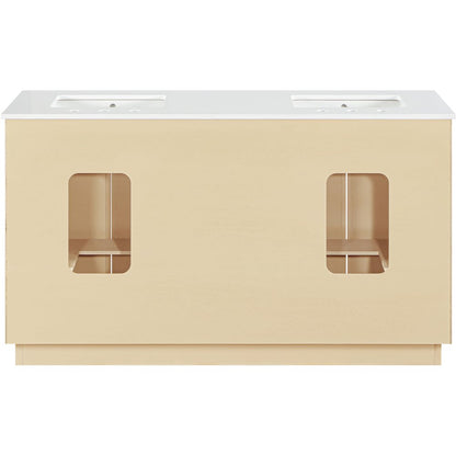Willard 60" Natural Engineered Stone And Solid Wood Bathroom Vanity