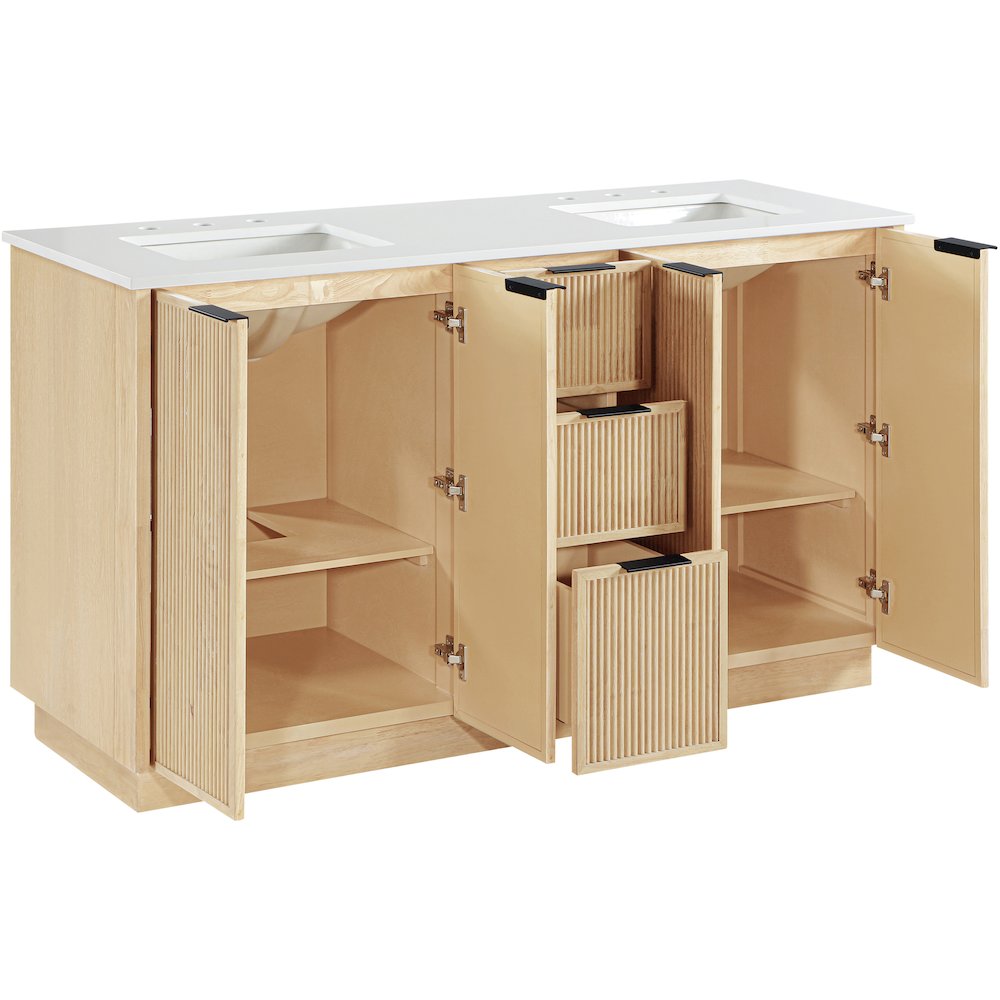 Willard 60" Natural Engineered Stone And Solid Wood Bathroom Vanity