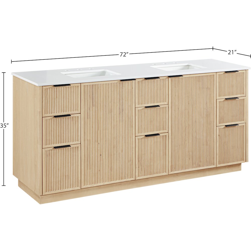 Willard 72" Natural Engineered Stone And Solid Wood Bathroom Vanity