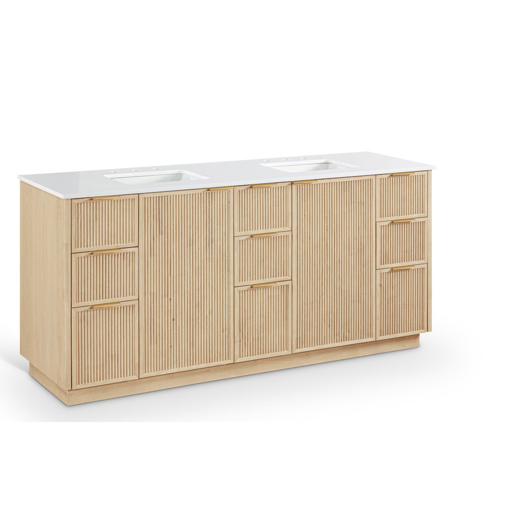 Willard 72" Natural Engineered Stone And Solid Wood Bathroom Vanity