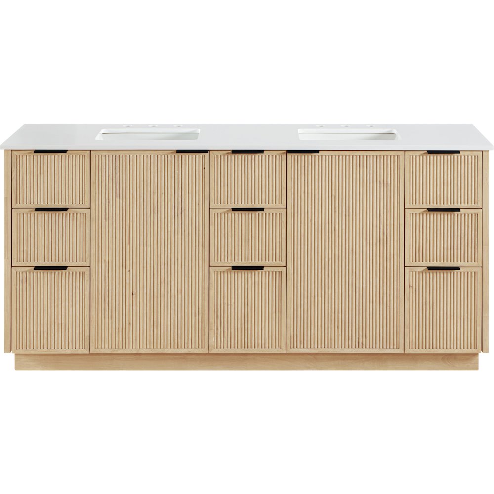 Willard 72" Natural Engineered Stone And Solid Wood Bathroom Vanity