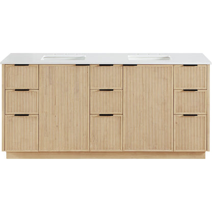 Willard 72" Natural Engineered Stone And Solid Wood Bathroom Vanity