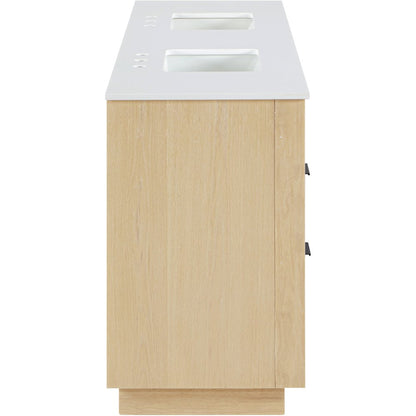 Willard 72" Natural Engineered Stone And Solid Wood Bathroom Vanity