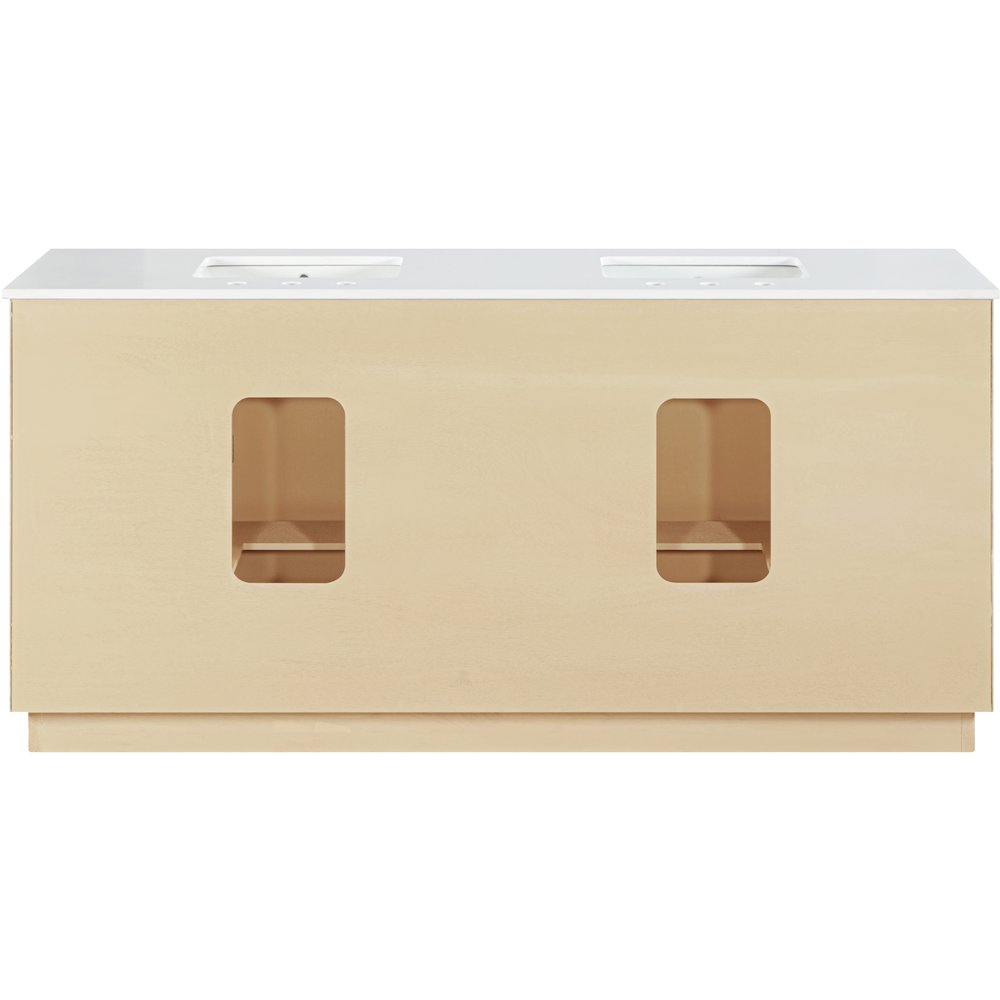 Willard 72" Natural Engineered Stone And Solid Wood Bathroom Vanity