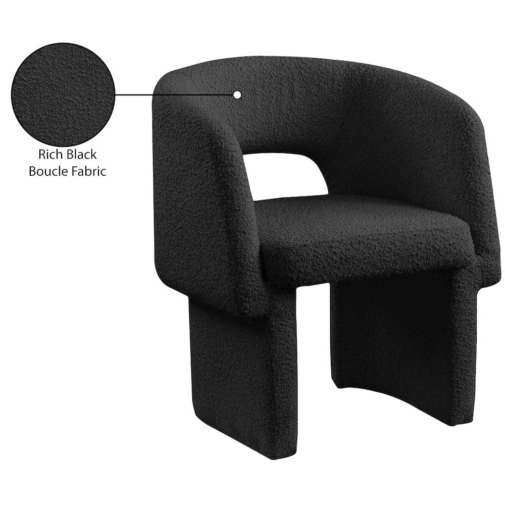 Emmet Black Boucle Fabric Dining Chair / Accent Chair