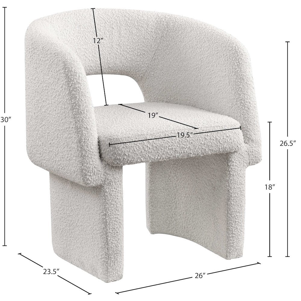 Emmet Cream Boucle Fabric Dining Chair / Accent Chair