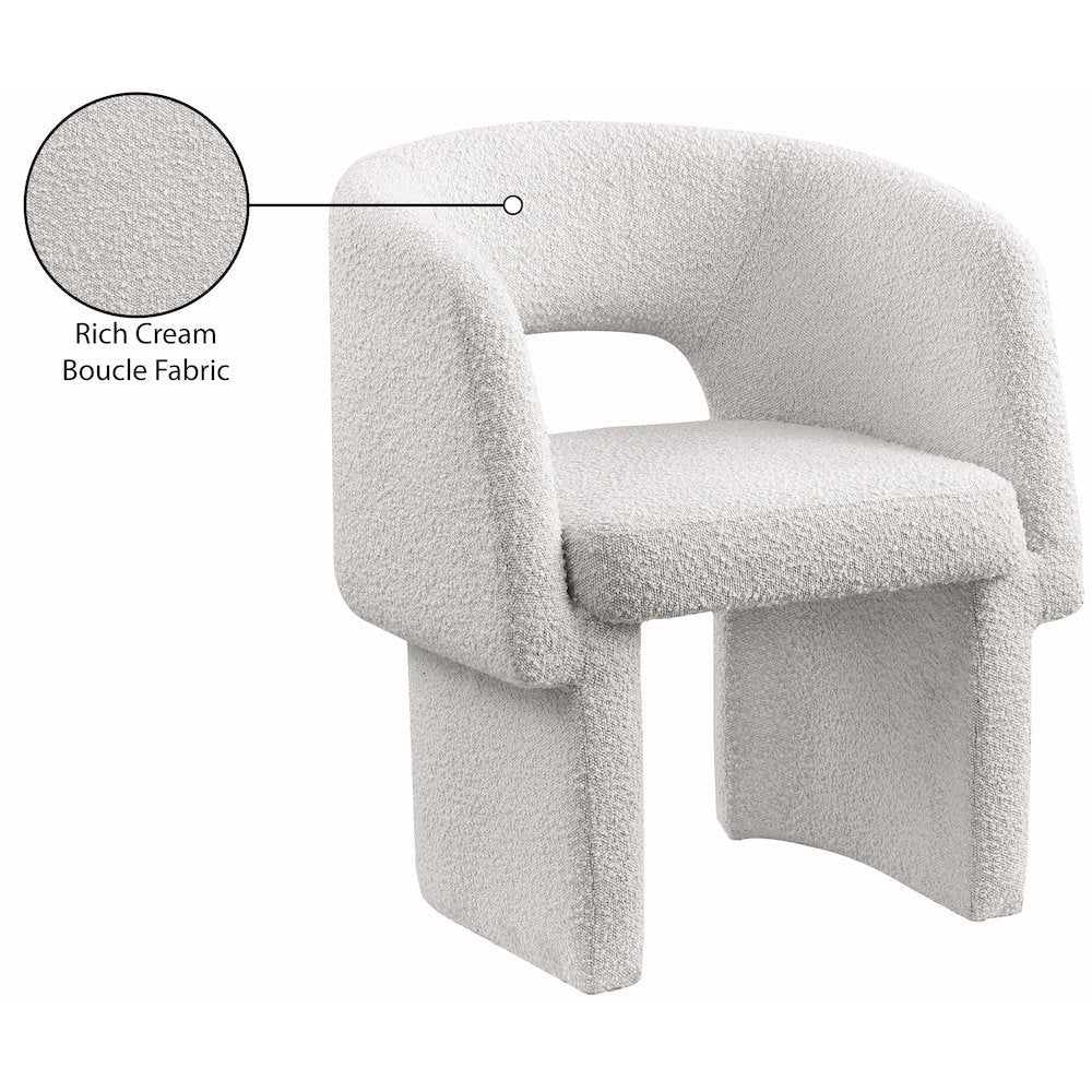 Emmet Cream Boucle Fabric Dining Chair / Accent Chair