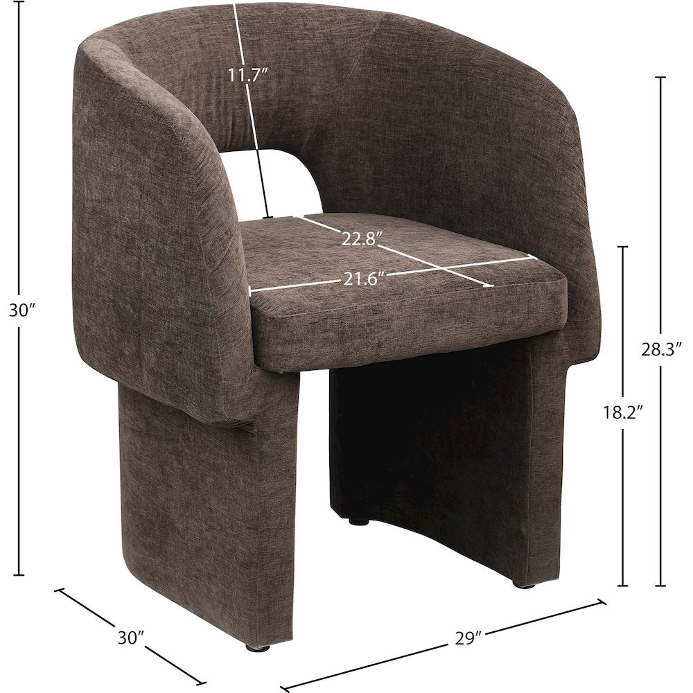 Emmet Brown Chenille Fabric Dining Chair / Accent Chair