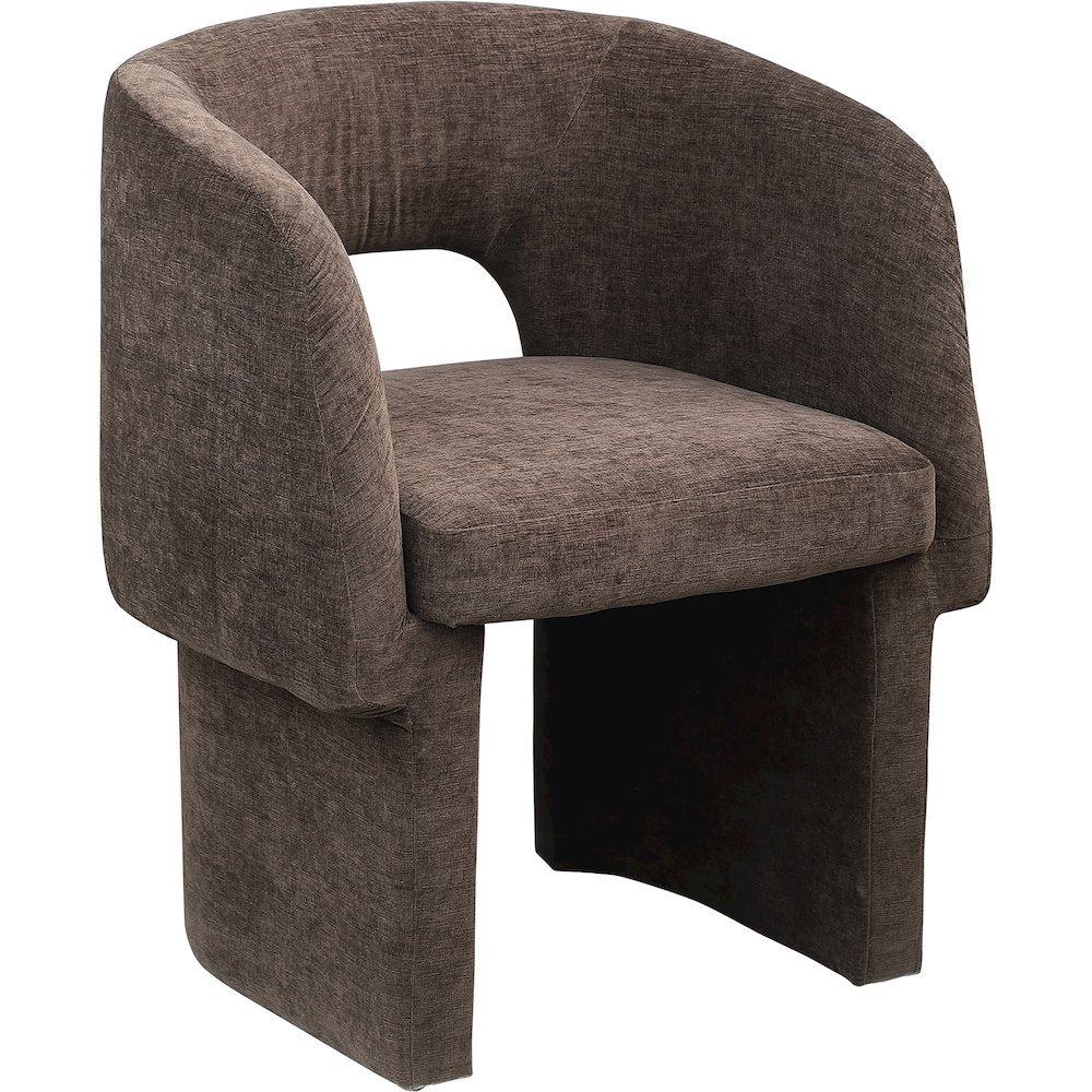 Emmet Brown Chenille Fabric Dining Chair / Accent Chair