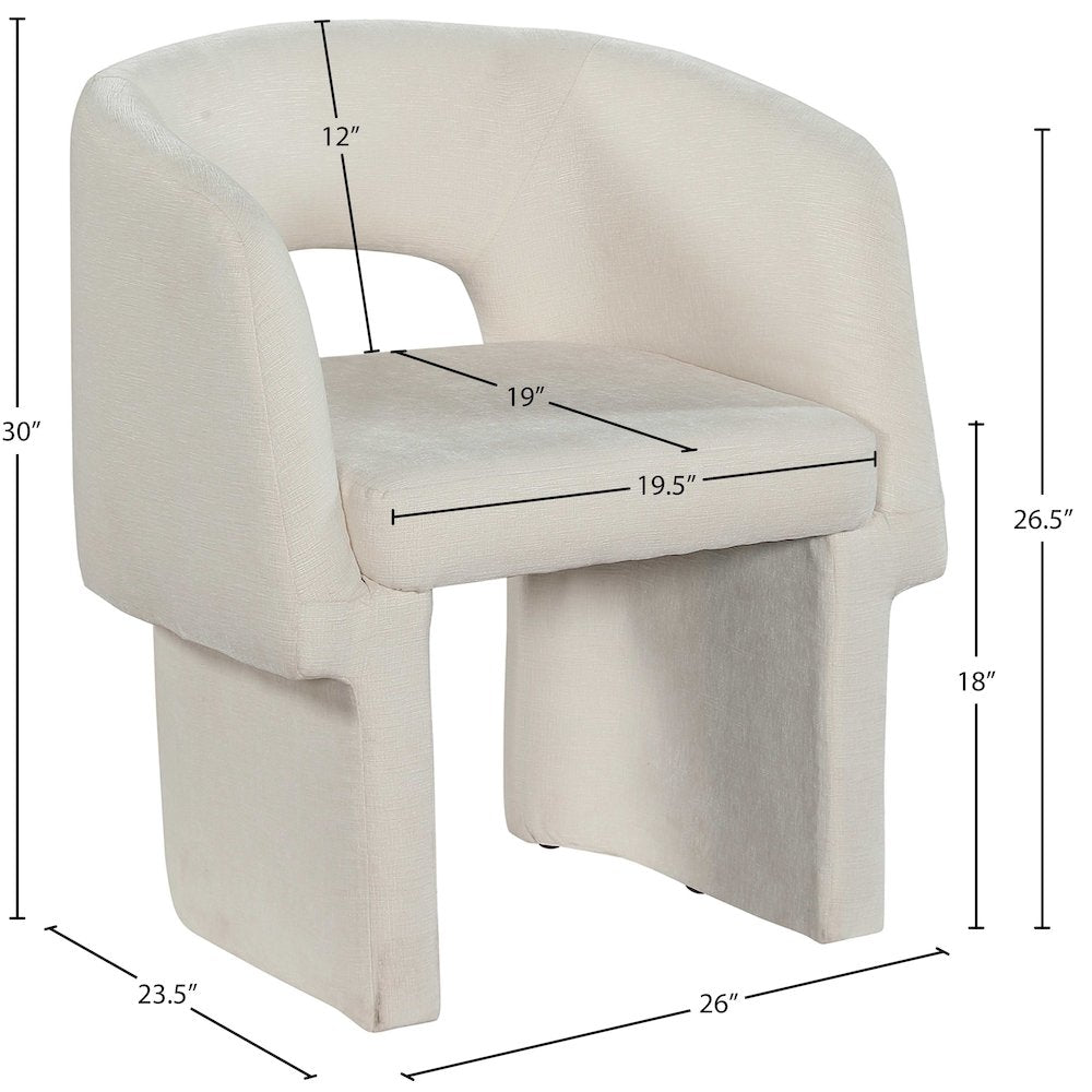 Emmet Cream Chenille Fabric Dining Chair / Accent Chair