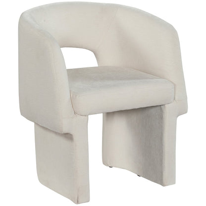 Emmet Cream Chenille Fabric Dining Chair / Accent Chair