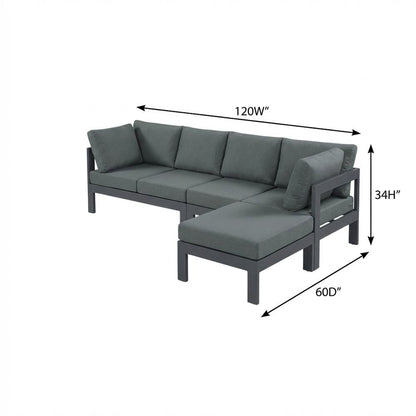 Gray Fabric Outdoor Patio Modular Sectional With Contemporary Style