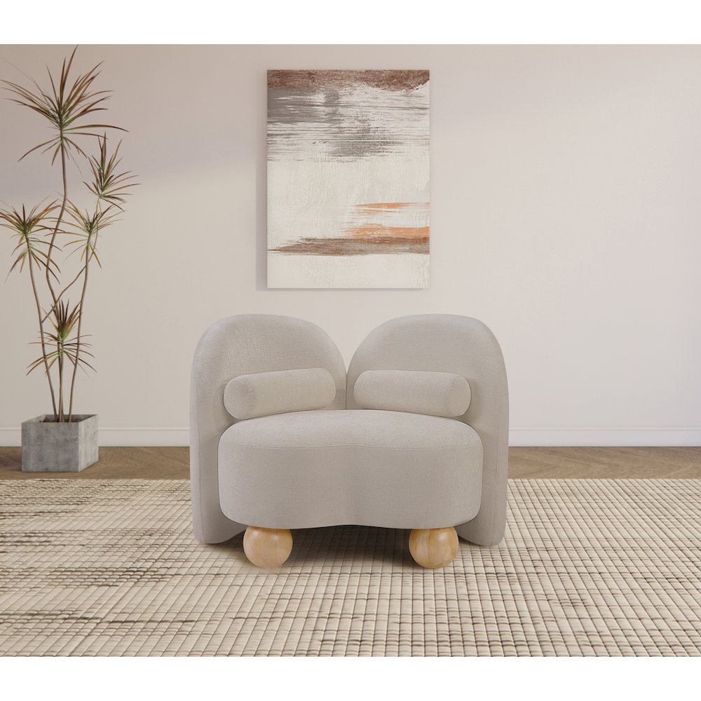 Daphne Beige Chenille Fabric Chair