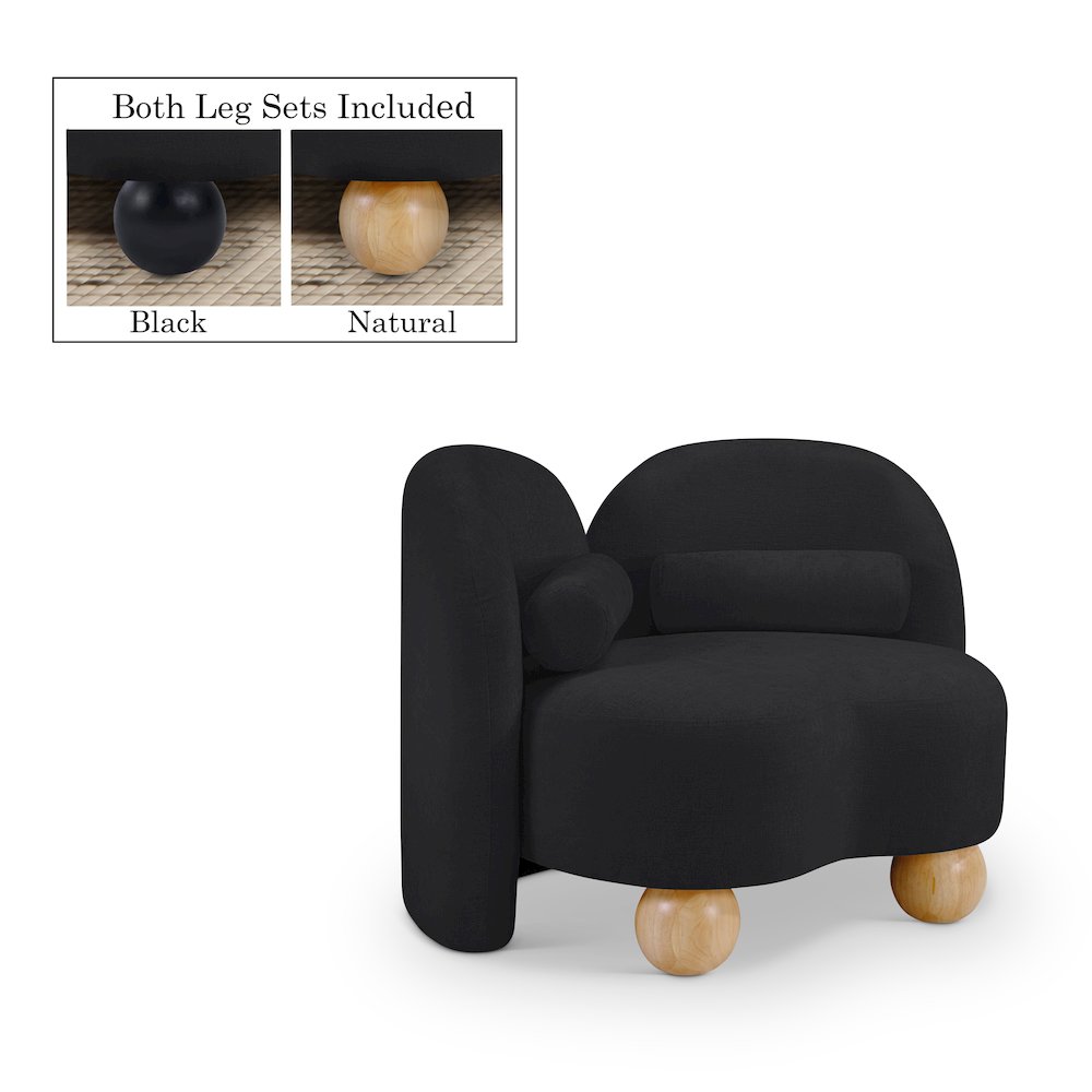 Daphne Black Chenille Fabric Chair