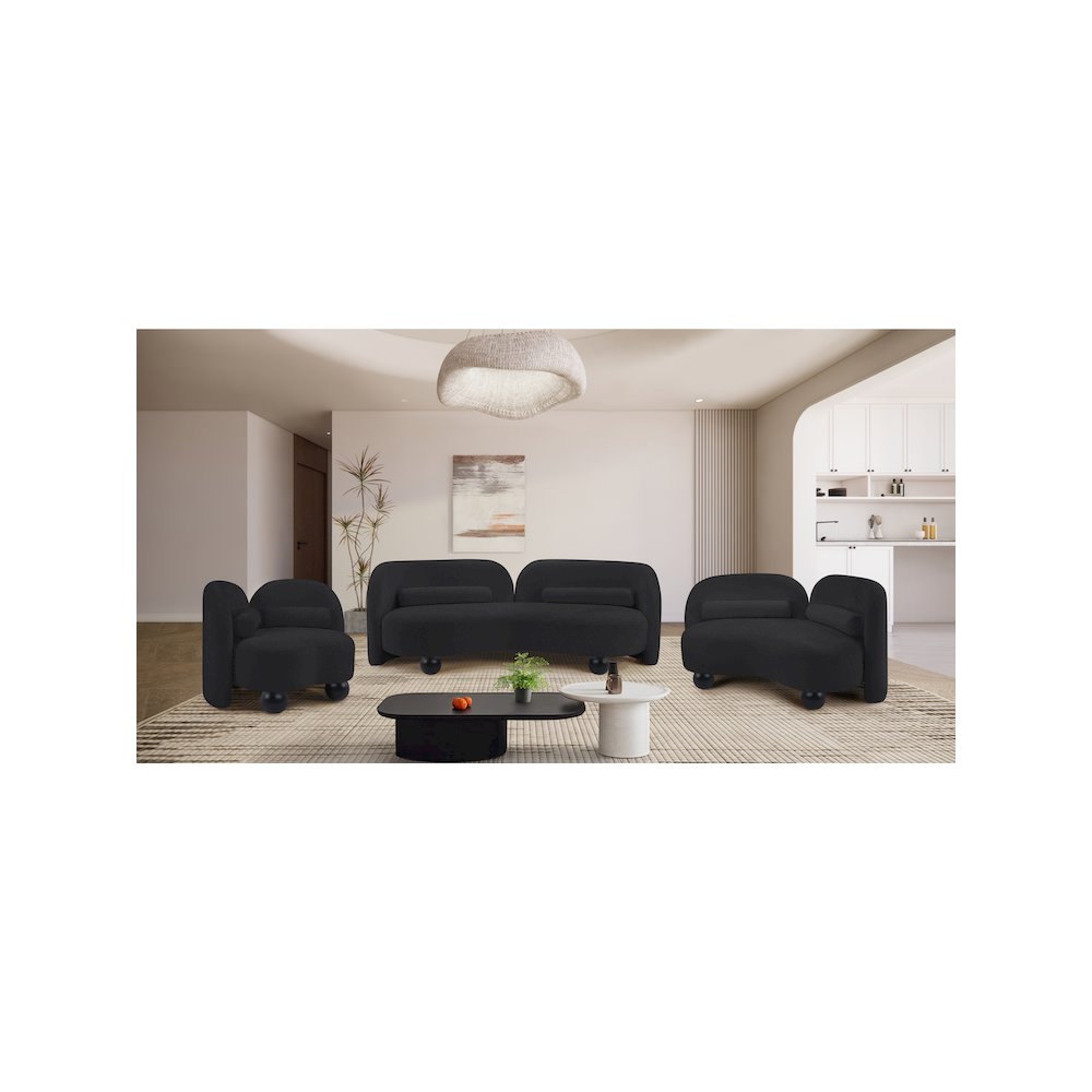Daphne Black Chenille Fabric Chair